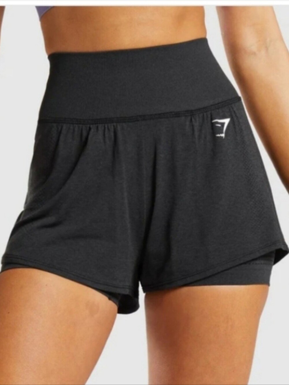 Gymshark Vital Seamless 2.0 2-in-1 Shorts Black Marl Size Large